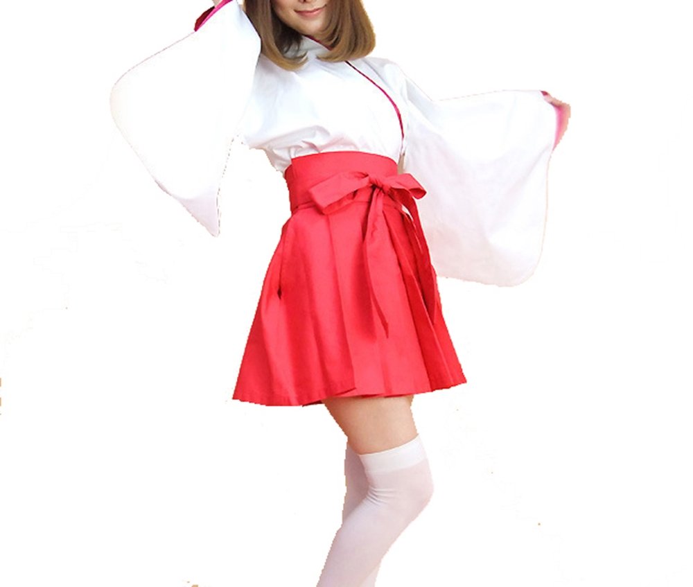 Amazon.co.jp: 【ぴゅありぼん】ミニ丈 巫女 さん 白ニーソ セット